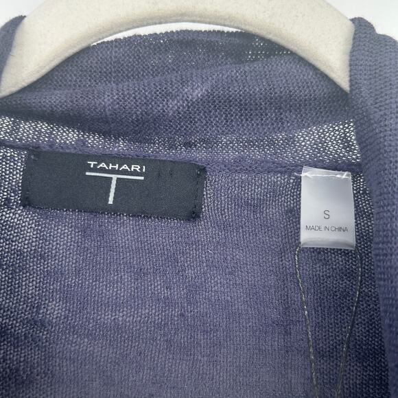 NWT Tahari Womens Fall Beachy Lightweight 100% Linen Open Front Cardigan Size S - Picture 2 of 5